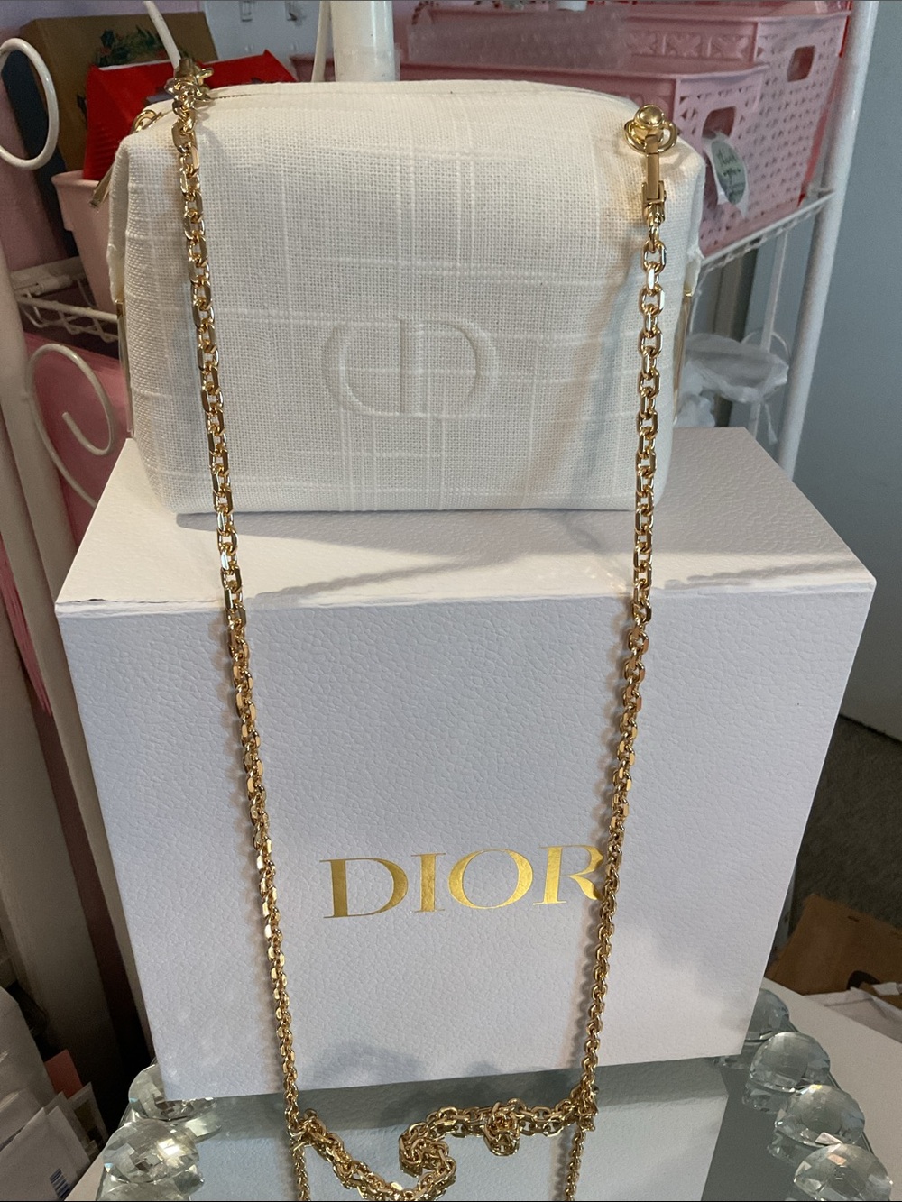 Dior Cream Quilted Crossbody with Gold Chain Strap - Picture 5 of 7